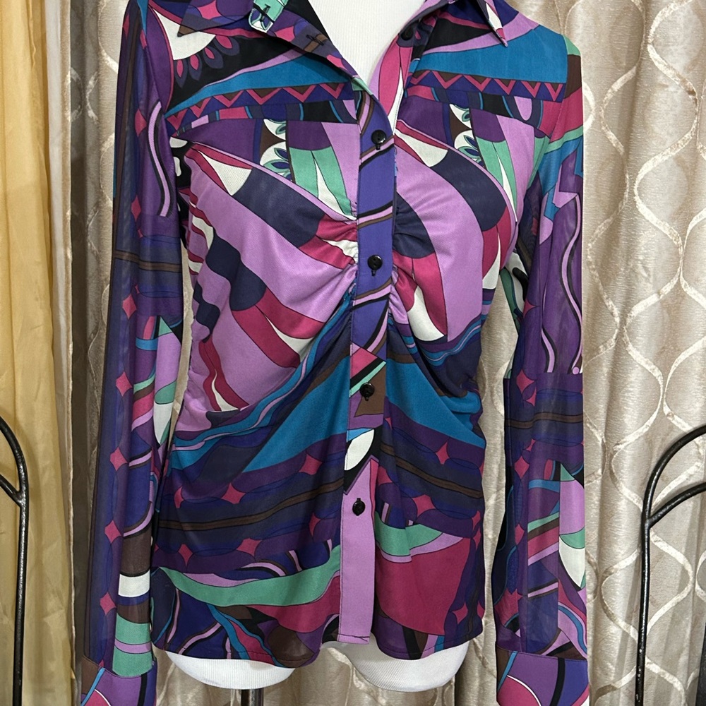 OO LALA Vibrant Multicolor Button Down blouse